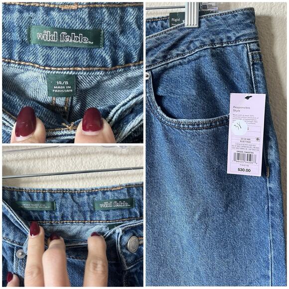 Y2K Baggy Low Rise Denim Jeans 14/R Wide Leg 90s Blue - Picture 8 of 8